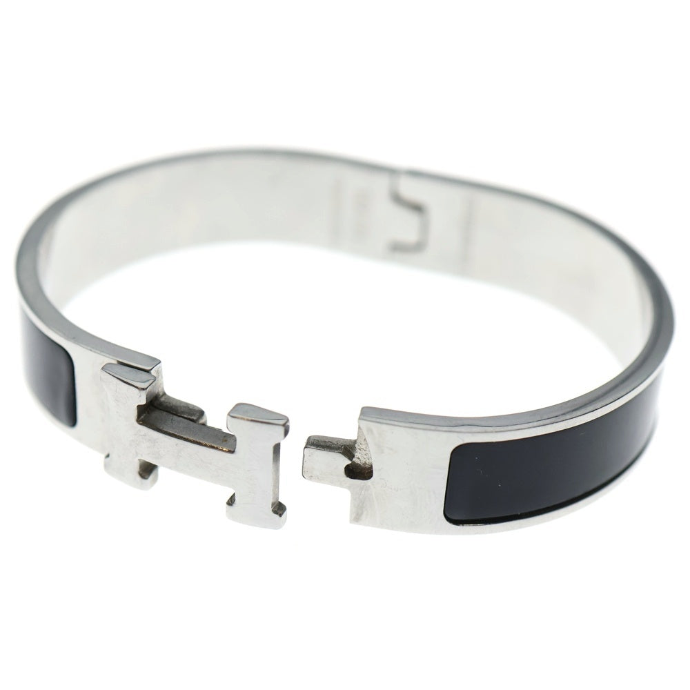 HERMES(エルメス) クリッククラックPM ブレスレット バングル ブラック×シルバー レディース