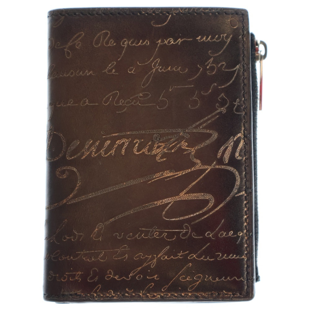 Berluti(ベルルッティ) 二つ折り財布 コンパクトウォレット カードケース ブラウン レザー シルバー金具