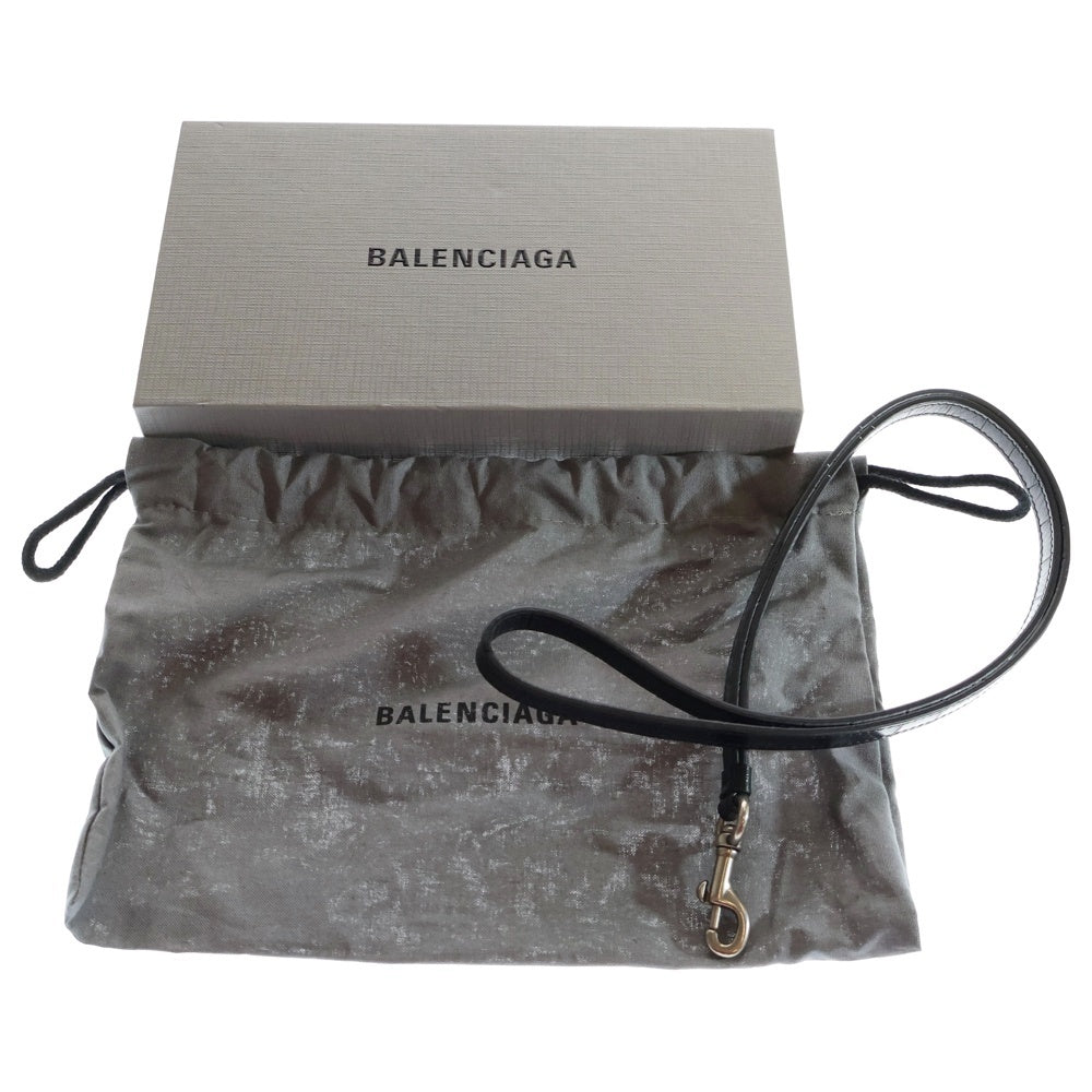 BALENCIAGA(バレンシアガ) 型押しクロコ フラグメントケース カードケース 小物入れ ポーチ バッグチャーム ブラック レザー 671719 シルバー金具