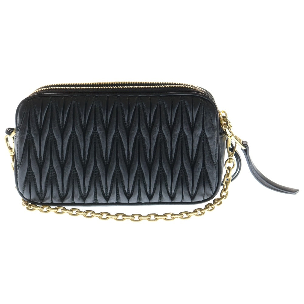 miumiu(ミュウミュウ) マテラッセ チェーンショルダーバック ミニバッグ ブラック レザー 5BP045 ゴールド金具 レディース