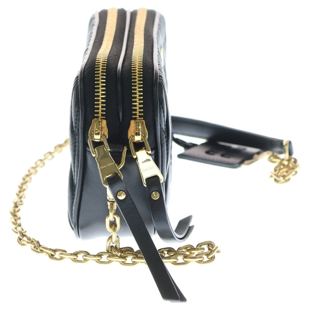 miumiu(ミュウミュウ) マテラッセ チェーンショルダーバック ミニバッグ ブラック レザー 5BP045 ゴールド金具 レディース