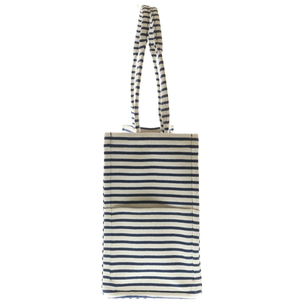 CELINE(セリーヌ) カバタイス ラージ トートバッグ ボーダー ホワイト×ネイビー キャンバス レディース
