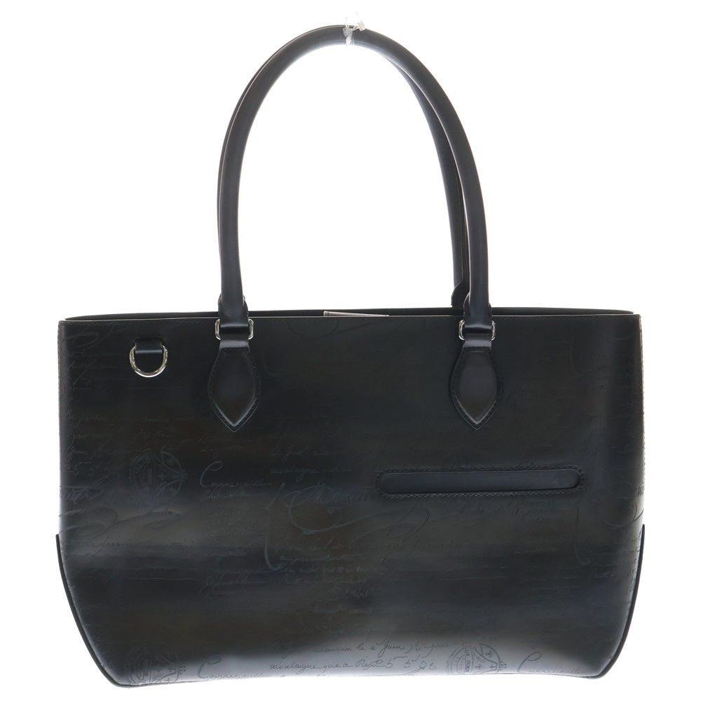 Berluti(ベルルッティ) トゥジュール ミニ カリグラフィ スクリットレザー トートバッグ シルバー金具 ブラック/ブラウン レディース