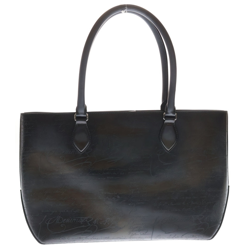 Berluti(ベルルッティ) トゥジュール ミニ カリグラフィ スクリットレザー トートバッグ シルバー金具 ブラック/ブラウン レディース