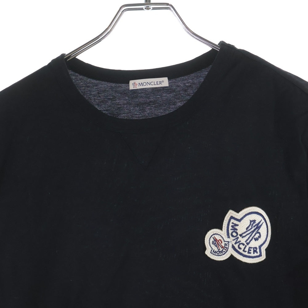 MONCLER(モンクレール) 19AW ワッペンロゴ クルーネック 半袖Tシャツ カットソー ブラック E20918032500 8390Y
