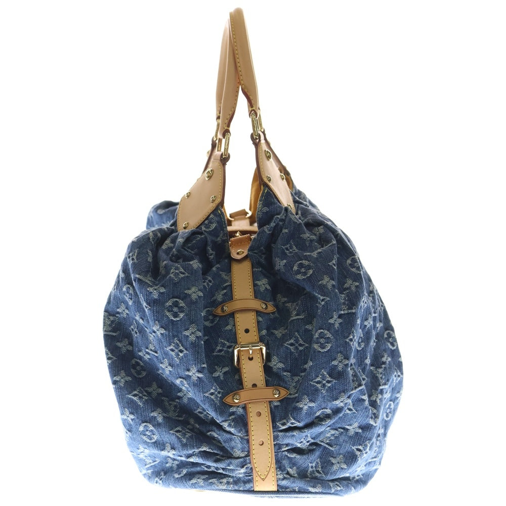 LOUIS VUITTON(ルイヴィトン) モノグラムデニム XL トートバッグ ハンドバッグ インディゴブルー×ブラウン M95515 ゴールド金具 レディース
