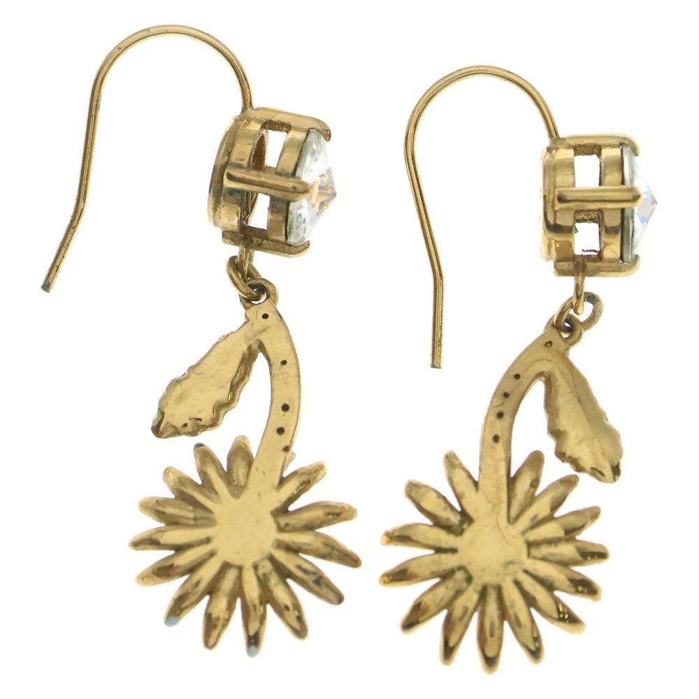 miumiu(ミュウミュウ) フラワーモチーフ ラインストーン ピアス ゴールド レディース