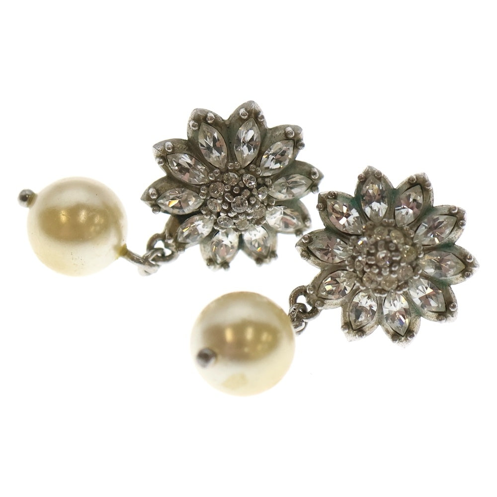 miumiu(ミュウミュウ) ラインストーン パール フラワーピアス シルバー レディース