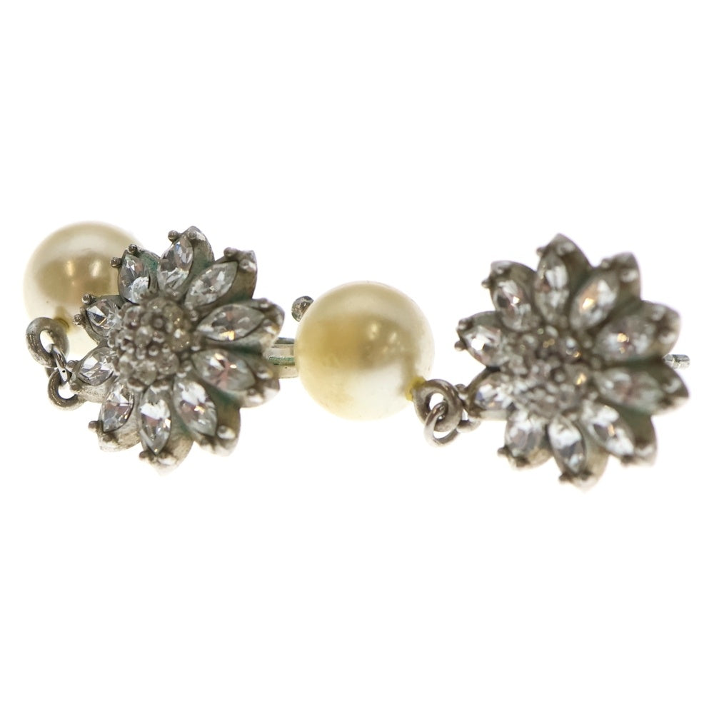 miumiu(ミュウミュウ) ラインストーン パール フラワーピアス シルバー レディース