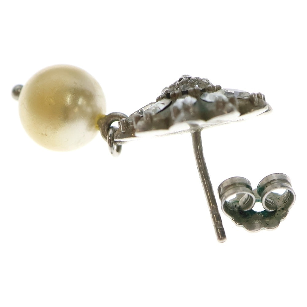 miumiu(ミュウミュウ) ラインストーン パール フラワーピアス シルバー レディース