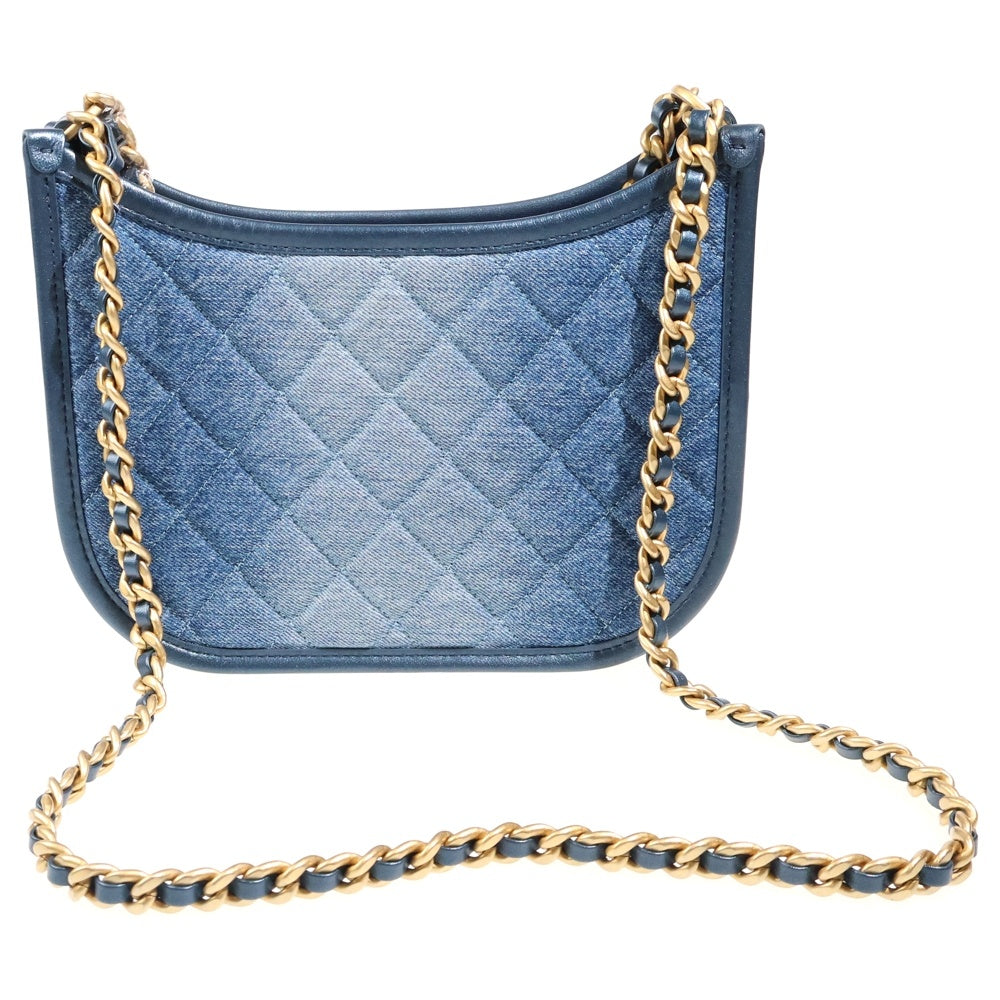CHANEL(シャネル) ココマーク マトラッセ ホーボー レザー切替デニムチェーンショルダーバッグ ブルー GD金具 AS4666 レディース