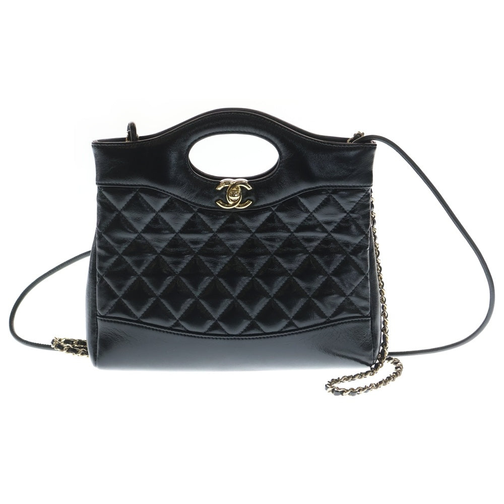 CHANEL(シャネル) シャネル 31 ミニショッピングバッグ ショルダーバッグ ブラック シャイニーカーフ ゴールド金具 レディース