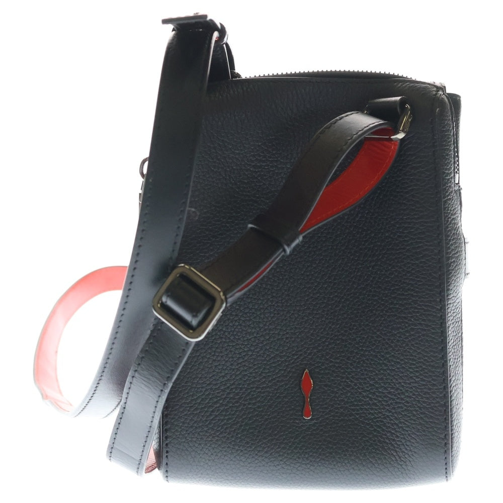 CHRISTIAN LOUBOUTIN(クリスチャンルブタン) Benech Reporter ベネッシュリポーター ラバー切替レザーロゴショルダーバッグ ブラック×レッド 3205096 レディース