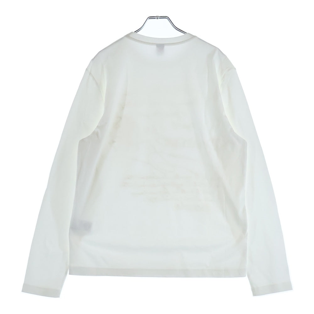 Berluti(ベルルッティ) カリグラフィ フロント刺繍デザイン クルーネック長袖Tシャツロングスリーブカットソー ロンT ホワイト