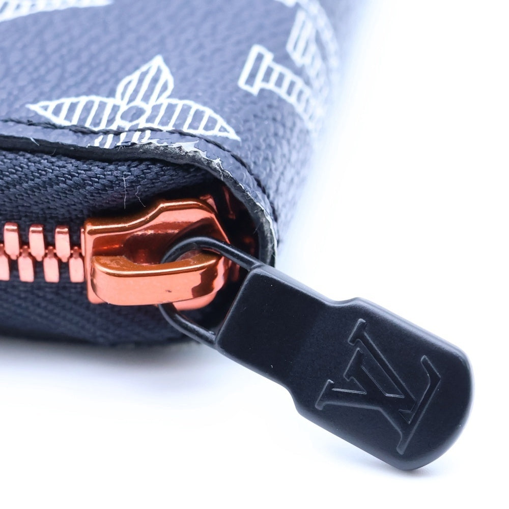 LOUIS VUITTON(ルイヴィトン) モノグラムインク アップサイドダウン ジッピーオーガナイザー ロングウォレット 長財布 ネイビー PVC M62931 レッド金具 レディース