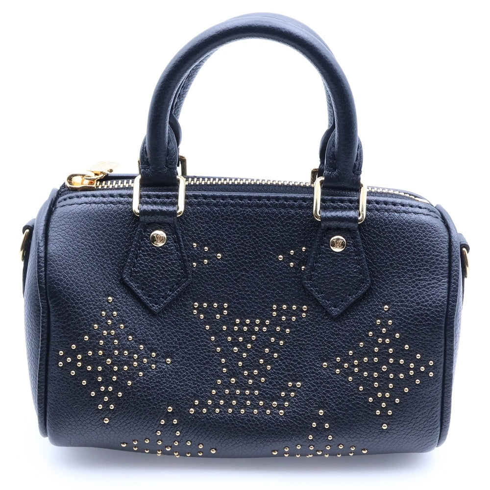 LOUIS VUITTON(ルイヴィトン) モノグラム アンプラント ナノスピーディ 2WAYバッグ ボストンバッグ ショルダーバッグ ミニバッグ ブラック スタッズ レザー M46745 ゴールド金具 レディース