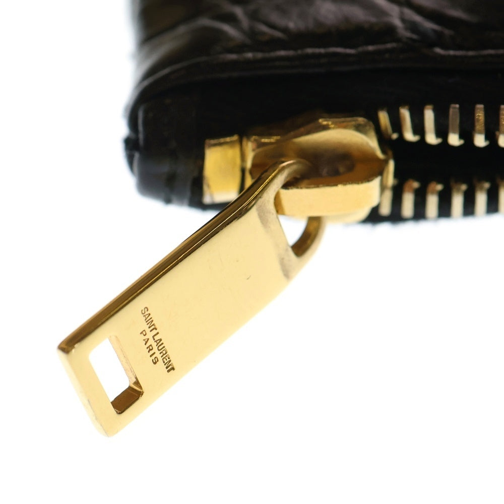 SAINT LAURENT PARIS(サンローランパリ) カサンドラ クラッチバッグ セカンドバッグ ケース ポーチ 収納 ブラック 型押しクロコ レザー ゴールド金具 レディース