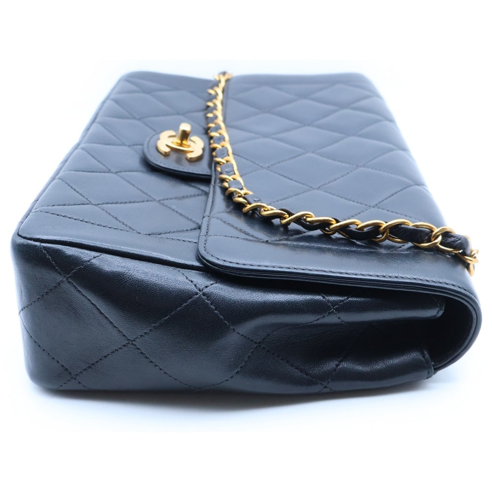 CHANEL(シャネル) マトラッセ25 ブラック シングルフラップ シングルチェーン ショルダーバッグ ブラック ラムスキン ゴールド金具 レディース