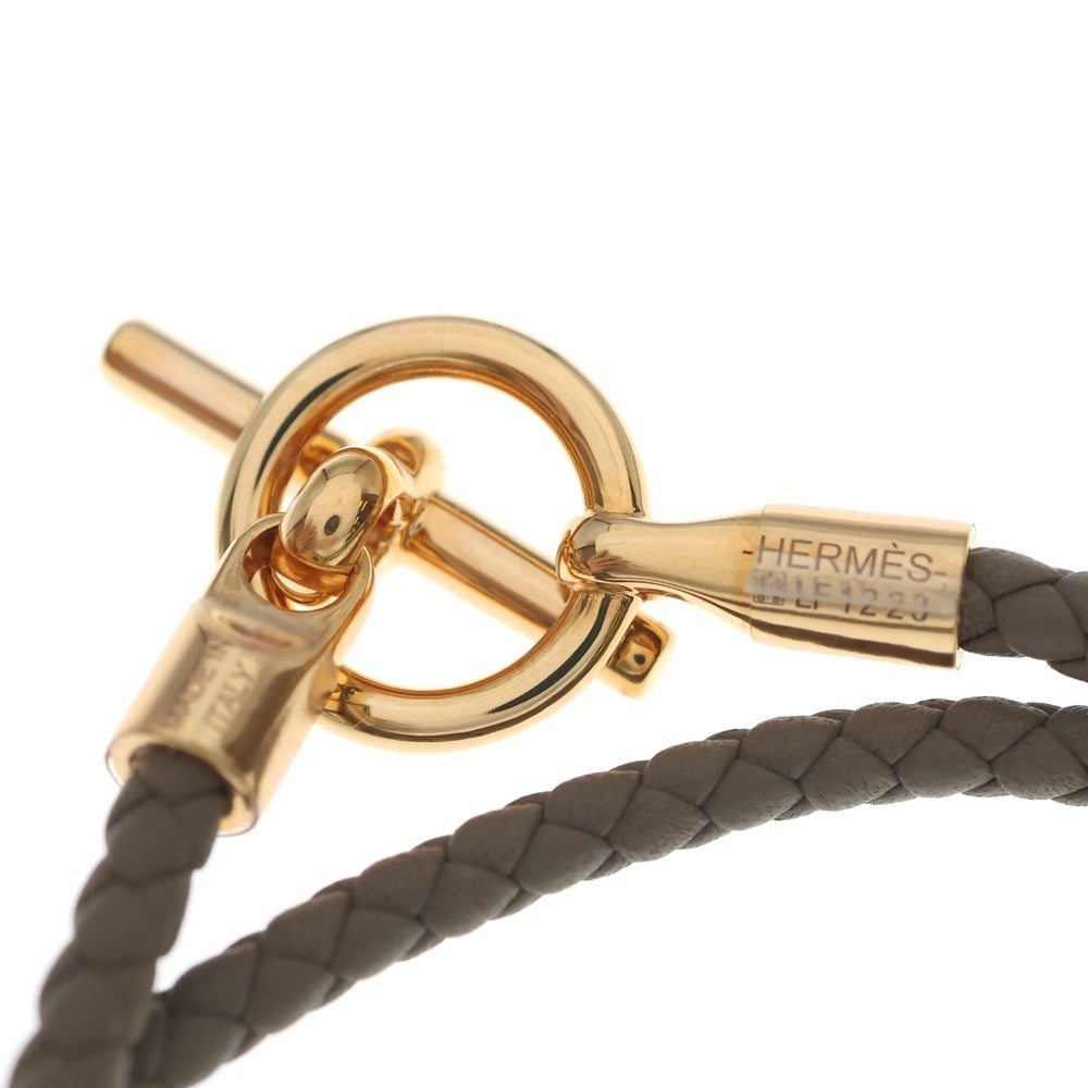 HERMES(エルメス) エルメス グレナン ドゥブルトゥール ブレスレット グレー ピンクゴールド金具 レディース