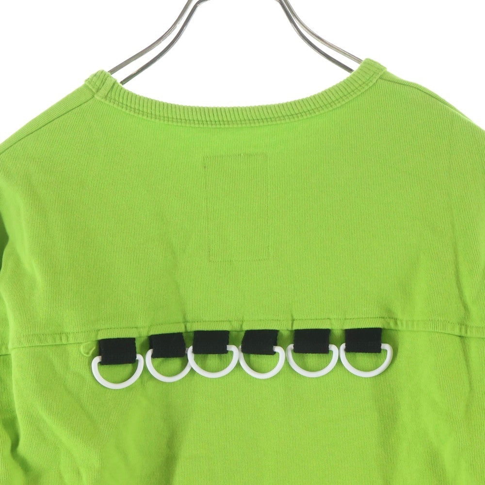 SHAREEF(シャリーフ) SEPARATE SLEEVE BIG SWEAT 金具付きデザイン クルーネックコットン長袖スウェットトレーナー ライムグリーン