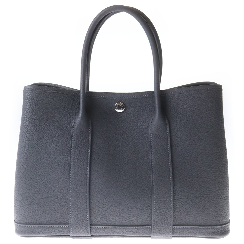 HERMES(エルメス) ガーデンパーティ30 TPM ヴェールマングローブ ネゴンダ レザー トートバッグ シルバー金具 グレー W刻印 レディース