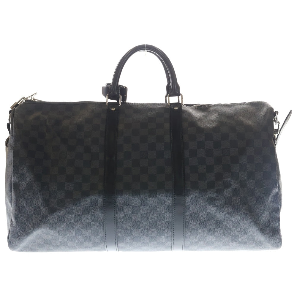 LOUIS VUITTON(ルイヴィトン) ダミエグラフィット キーポルバンドリエール55 ハンドバッグ ボストンバッグ トラベルバッグ ブラック レザー×PVC N41413 シルバー金具