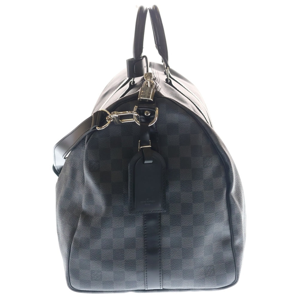 LOUIS VUITTON(ルイヴィトン) ダミエグラフィット キーポルバンドリエール55 ハンドバッグ ボストンバッグ トラベルバッグ ブラック レザー×PVC N41413 シルバー金具