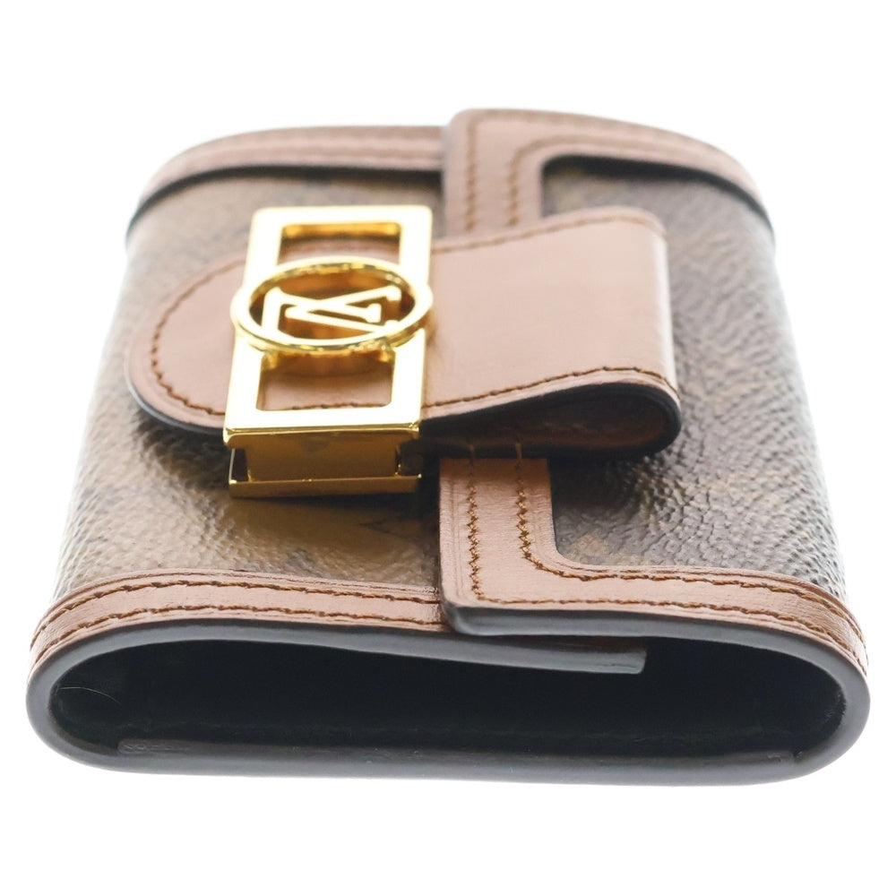 LOUIS VUITTON(ルイヴィトン) モノグラムリバース ドーフィーヌ ミュルティクレ6 コンパクトウォレット 三つ折り財布 ブラウン レザー×PVC M13295 ゴールド金具 レディース