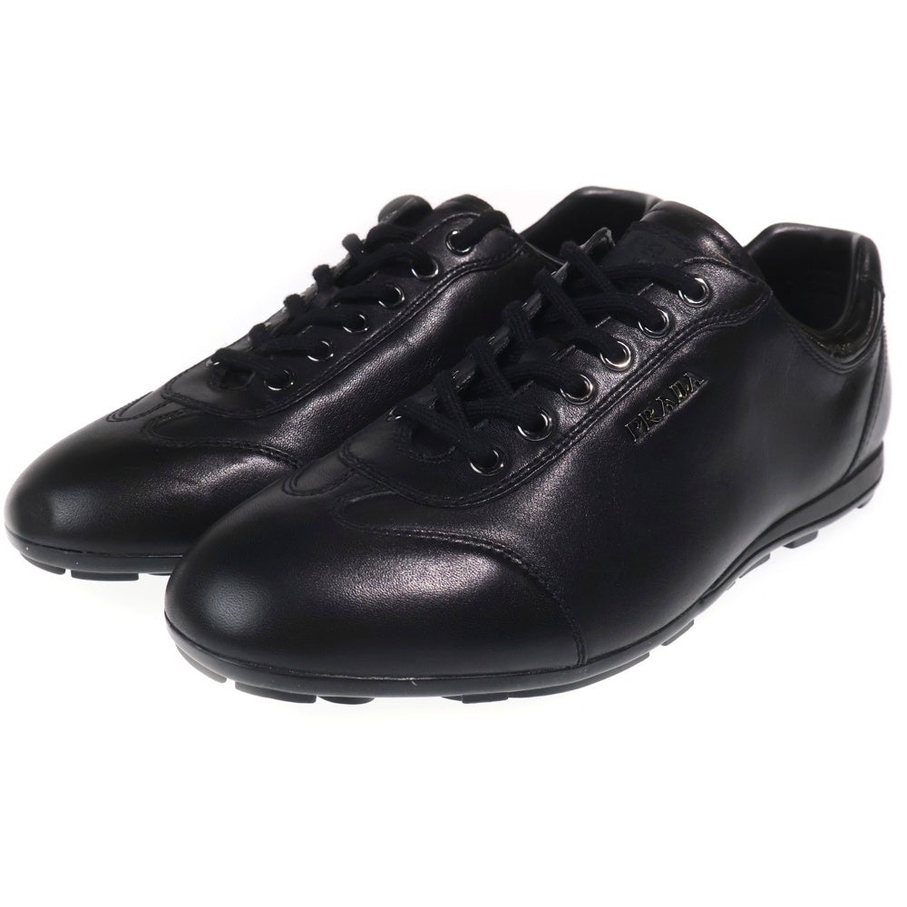 PRADA(プラダ) ロゴ レザー レースアップ ローカットシューズ ブラック レディース