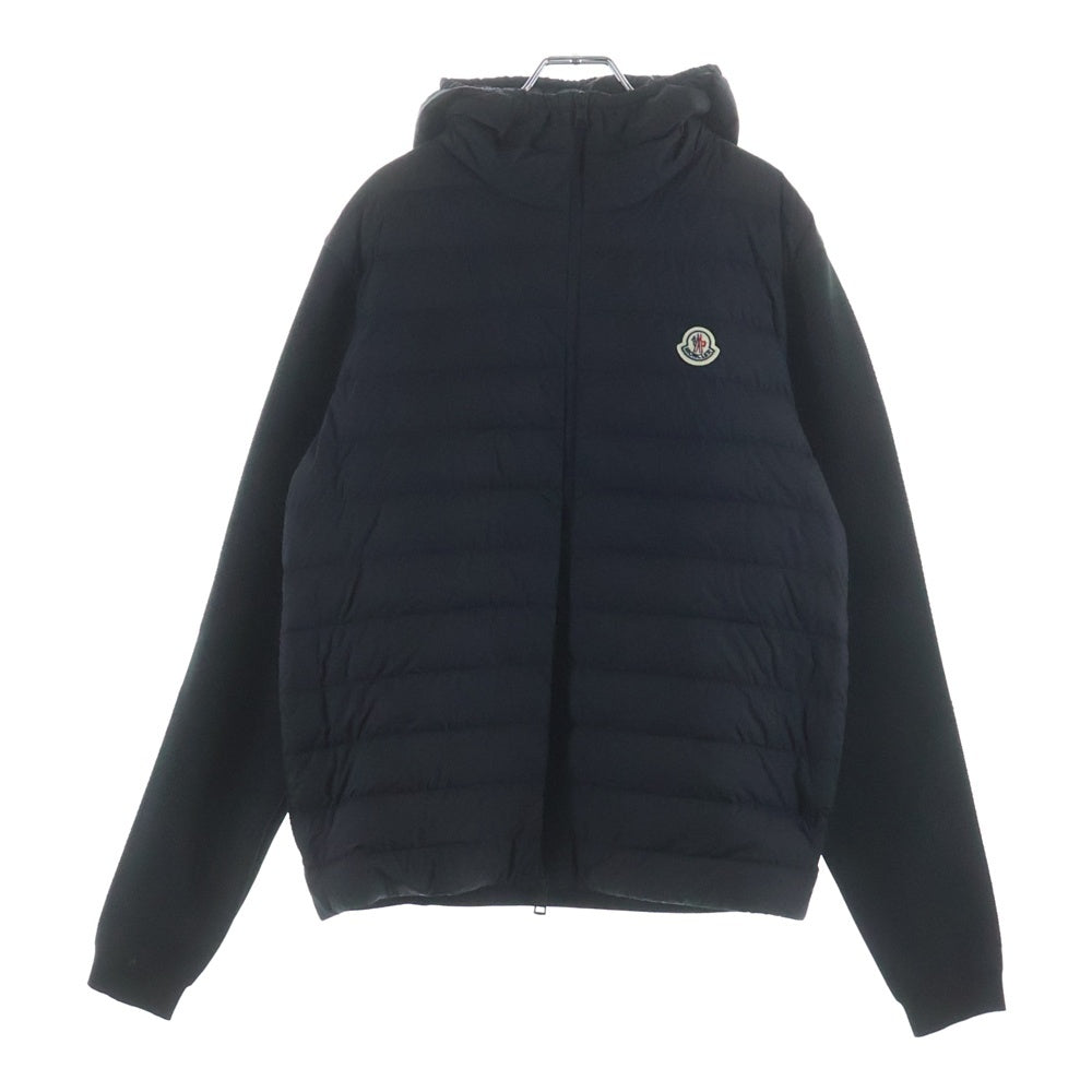 MONCLER(モンクレール) 24SS ニット切り替え フーデッド ジップアップ ダウンジャケット ブラック J10919B00009 M1124