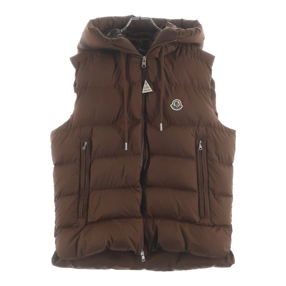MONCLER モンクレール 23AW CARDAMINE ワッペンロゴ フーデッド ジップアップ ダウンベスト ブラウン I20911A00181 54A81 MONCLER(モンクレール) 23AW CARDAMINE ワッペンロゴ フーデッド