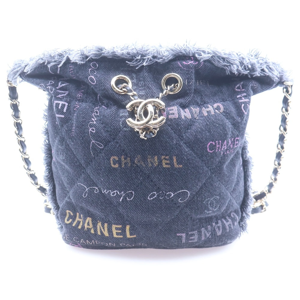 CHANEL(シャネル) マトラッセ デニムスモールバケットバッグ ショルダーバッグ ブラック AS3091 レディース