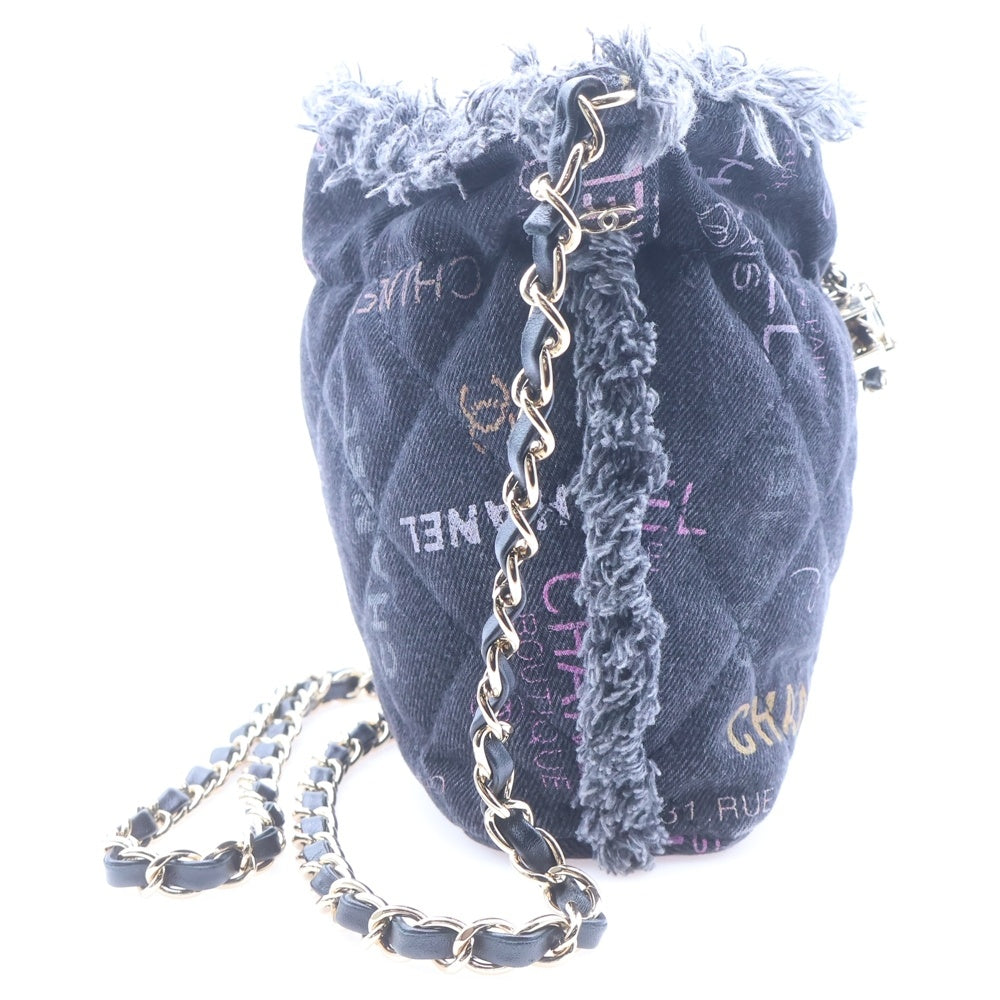 CHANEL(シャネル) マトラッセ デニムスモールバケットバッグ ショルダーバッグ ブラック AS3091 レディース