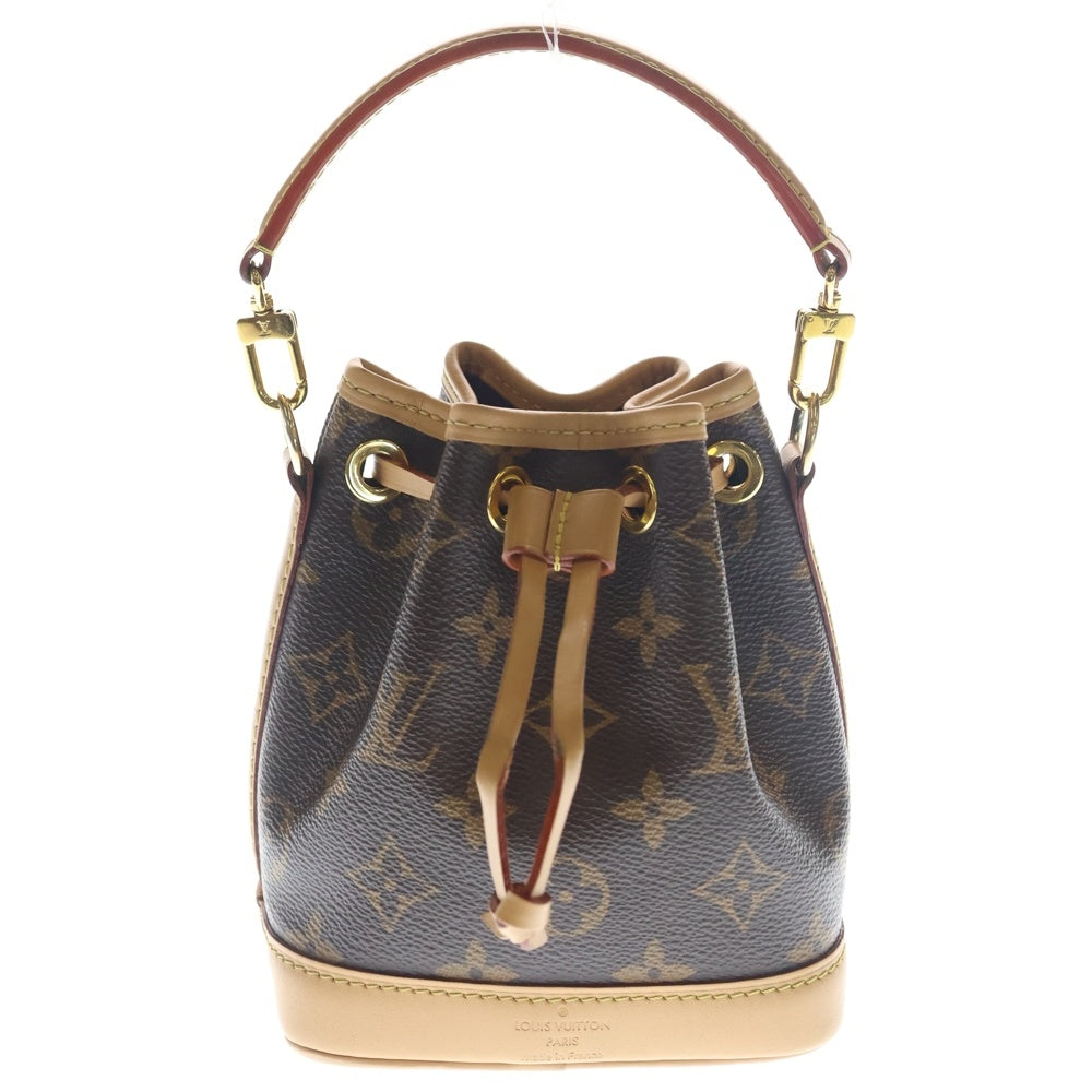 LOUIS VUITTON(ルイヴィトン) モノグラム ナノノエ レザー 2WAY ハンドバッグ ショルダーバッグ ゴールド金具 ブラウン M81266 レディース