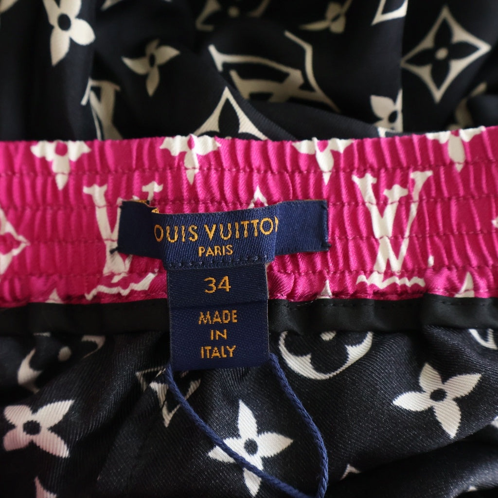 LOUIS VUITTON(ルイヴィトン) 22AW モノグラム シルク ハーフ ショート パンツ ショーツ ブラック/ピンク RW222J NU1 FNPA01 レディース