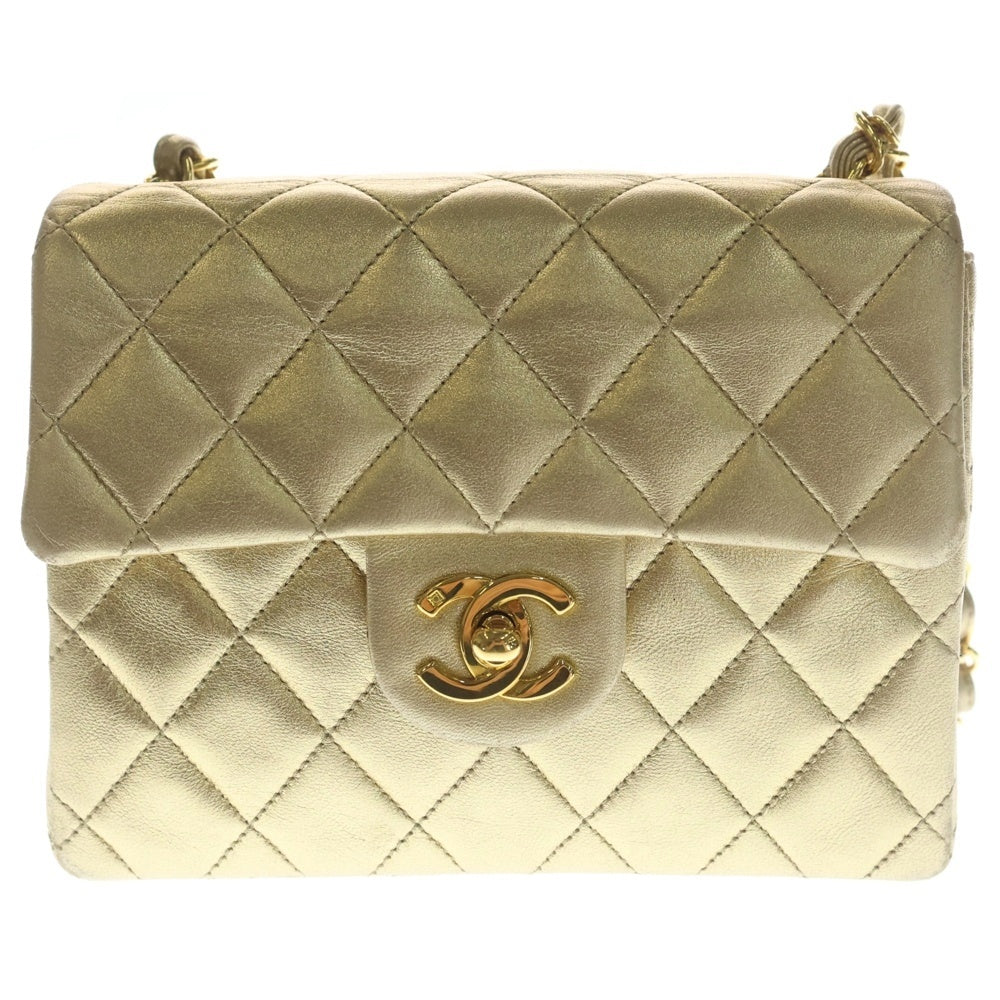 CHANEL(シャネル) ミニマトラッセ ラムスキン ショルダーバッグ ゴールド ゴールド金具 レディース