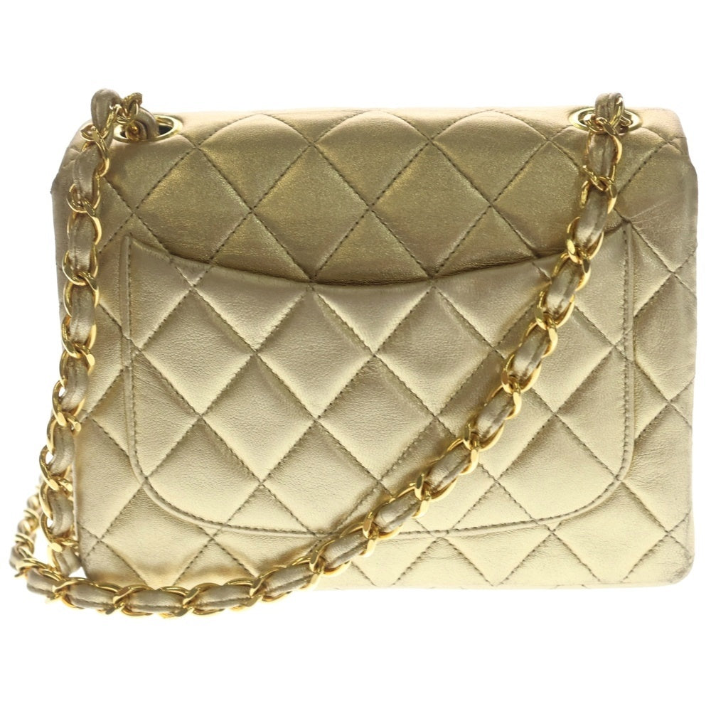 CHANEL(シャネル) ミニマトラッセ ラムスキン ショルダーバッグ ゴールド ゴールド金具 レディース