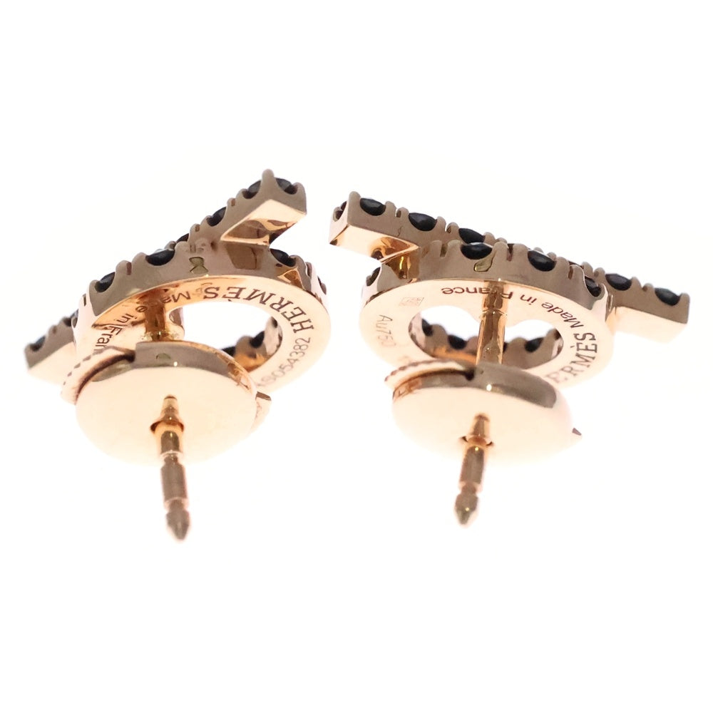 HERMES(エルメス) フィネス ブラックスピネル ピアス Au750 18K PG ピンクゴールド レディース