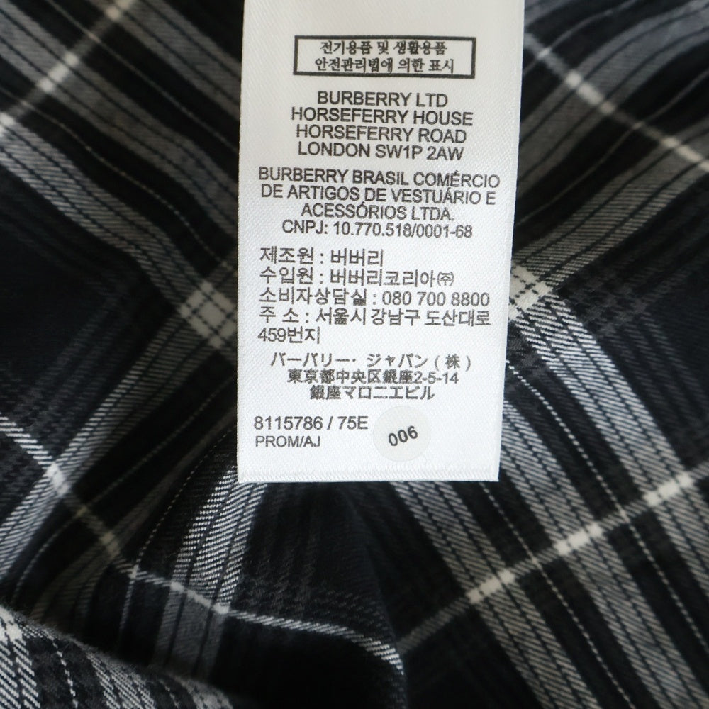 BURBERRY(バーバリー) 26SS リラックスフィット チェック コットンフランネル長袖シャツ ブラック