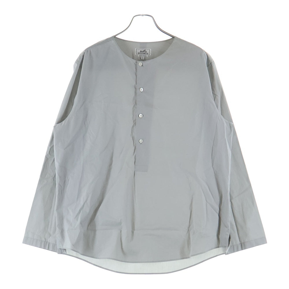 HERMES(エルメス) ノーカラー長袖プルオーバーシャツ グレー