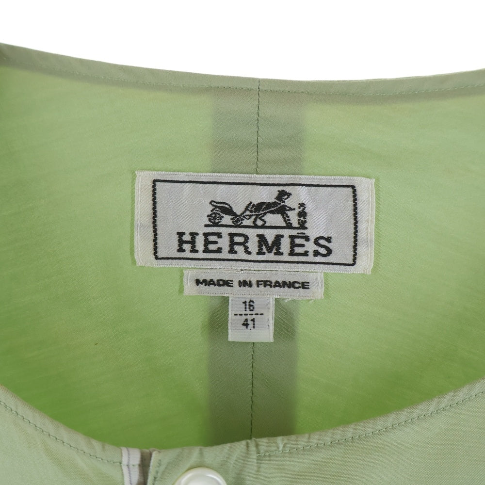 HERMES(エルメス) ノーカラー長袖プルオーバーシャツ グリーン