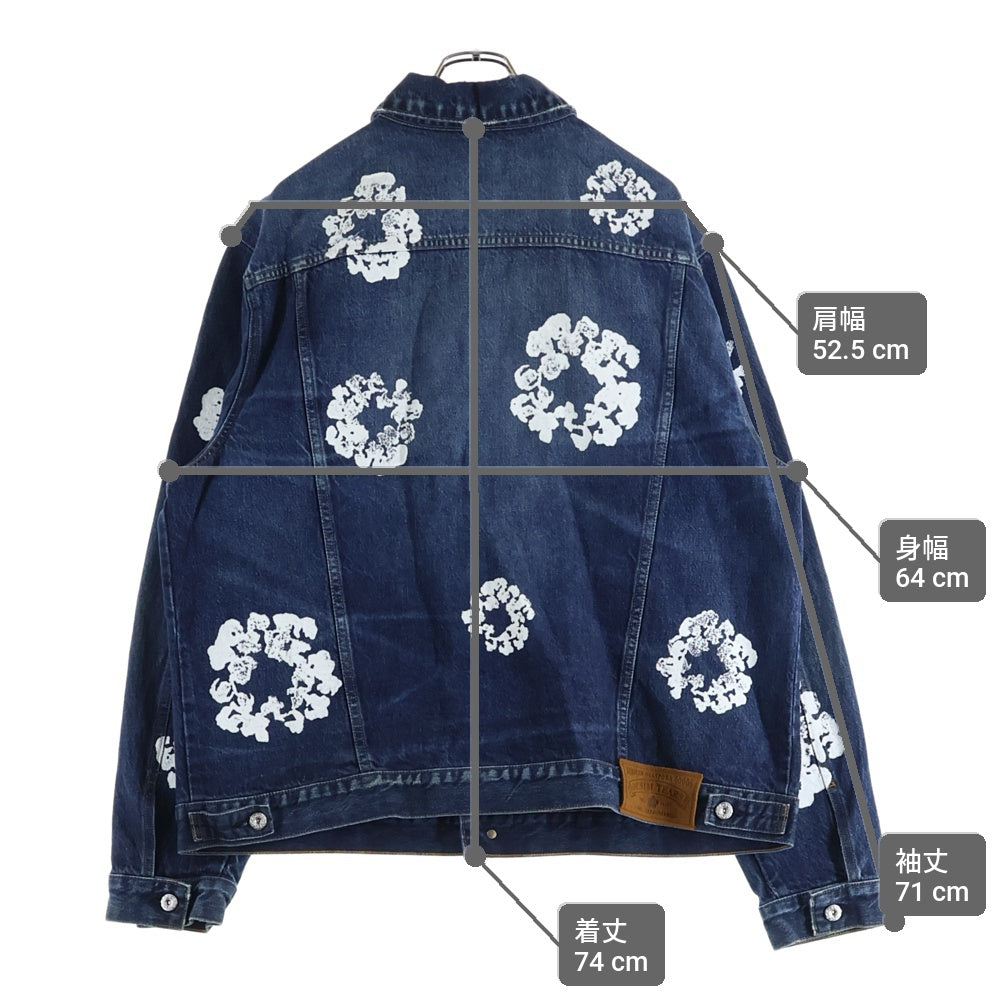 DENIM TEARS(デニムティアーズ) 25AW Cotton Wreath Denim Jacket フラワープリント デニム トラッカージャケット インディゴ FW25ODJ319
