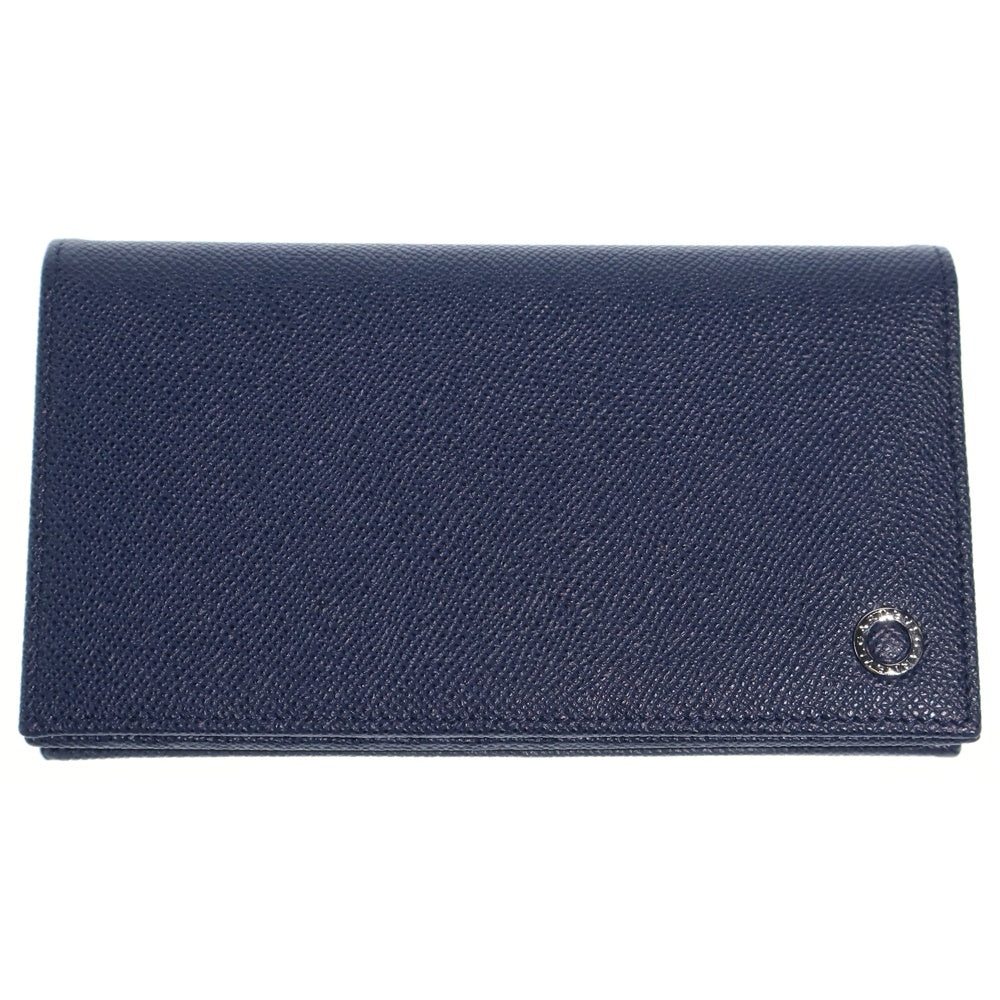 BVLGARI(ブルガリ) 二つ折り長財布 ロングウォレット カードケース ネイビー レザー 283811 シルバー金具