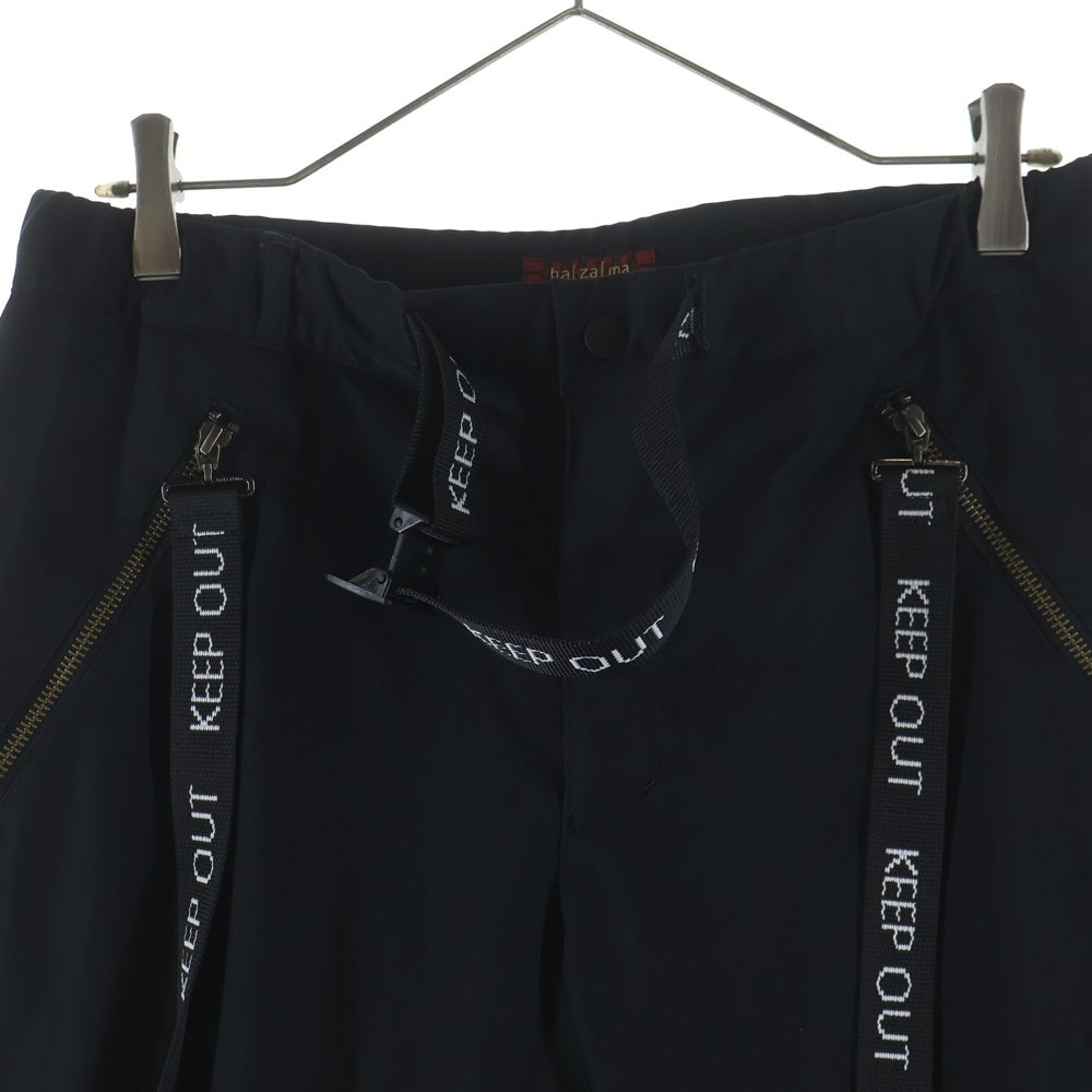 ha | za | ma(ハザマ) 絶対不可侵のパンツ KEEP OUT キープアウト ジップアップ ギミック ボンテージ パンツ ブラック