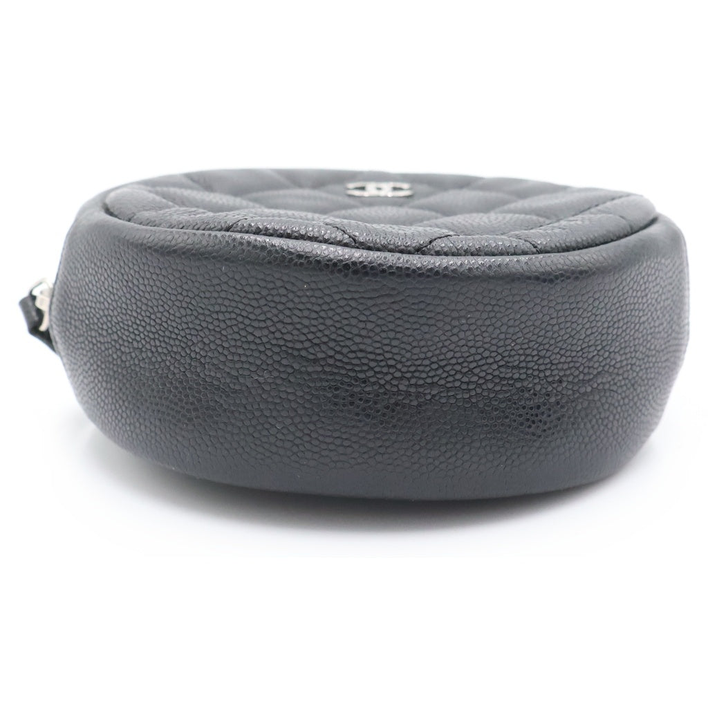 CHANEL(シャネル) マトラッセ ラウンド チェーンショルダーバッグ ミニバッグ ブラック キャビアスキン シルバー金具 レディース