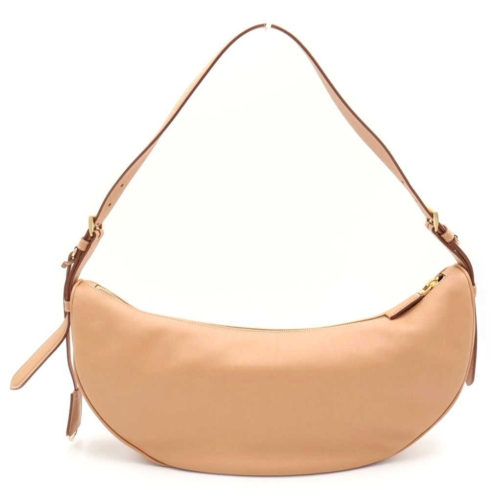 PRADA(プラダ) デミルーン ラージ クロスボディバッグ ワンショルダーバッグ ハンドバッグ ベージュ レザー 1BC255 ゴールド金具 レディース