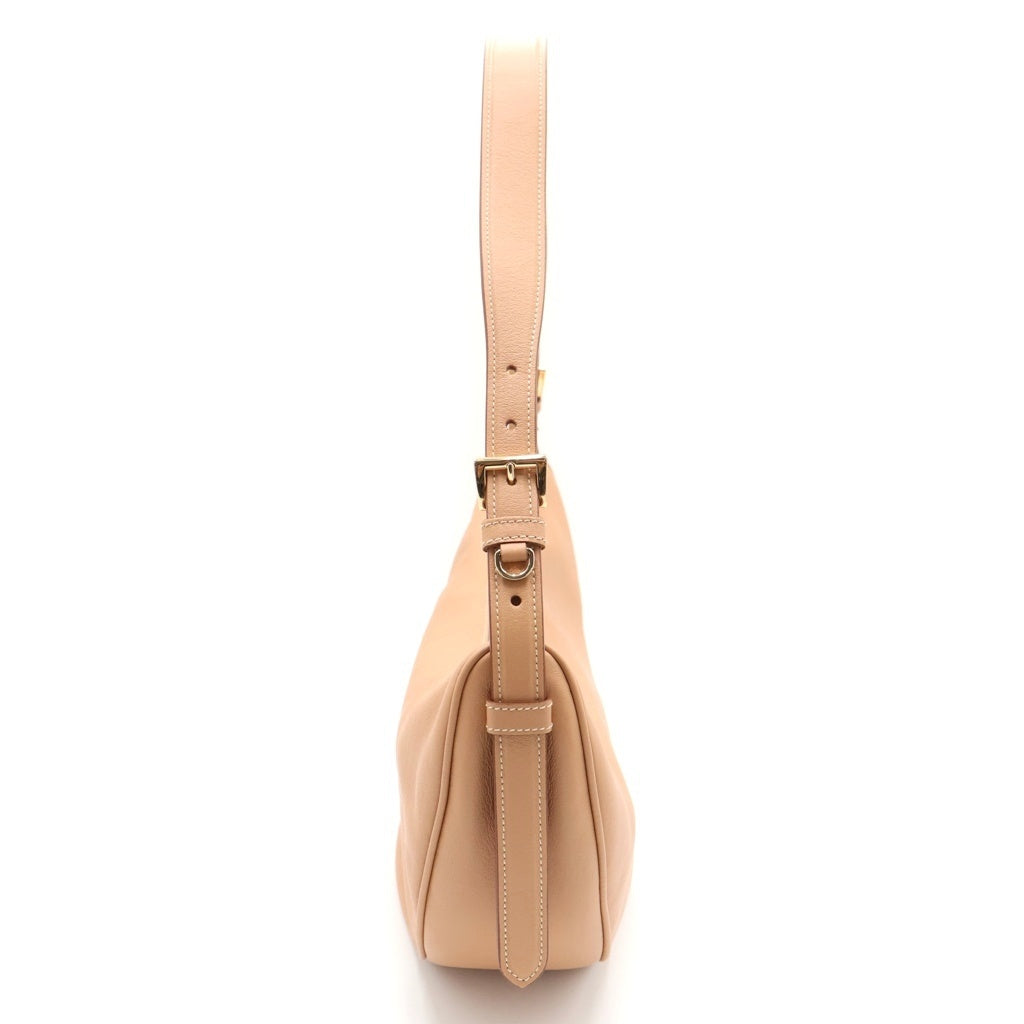 PRADA(プラダ) デミルーン ラージ クロスボディバッグ ワンショルダーバッグ ハンドバッグ ベージュ レザー 1BC255 ゴールド金具 レディース