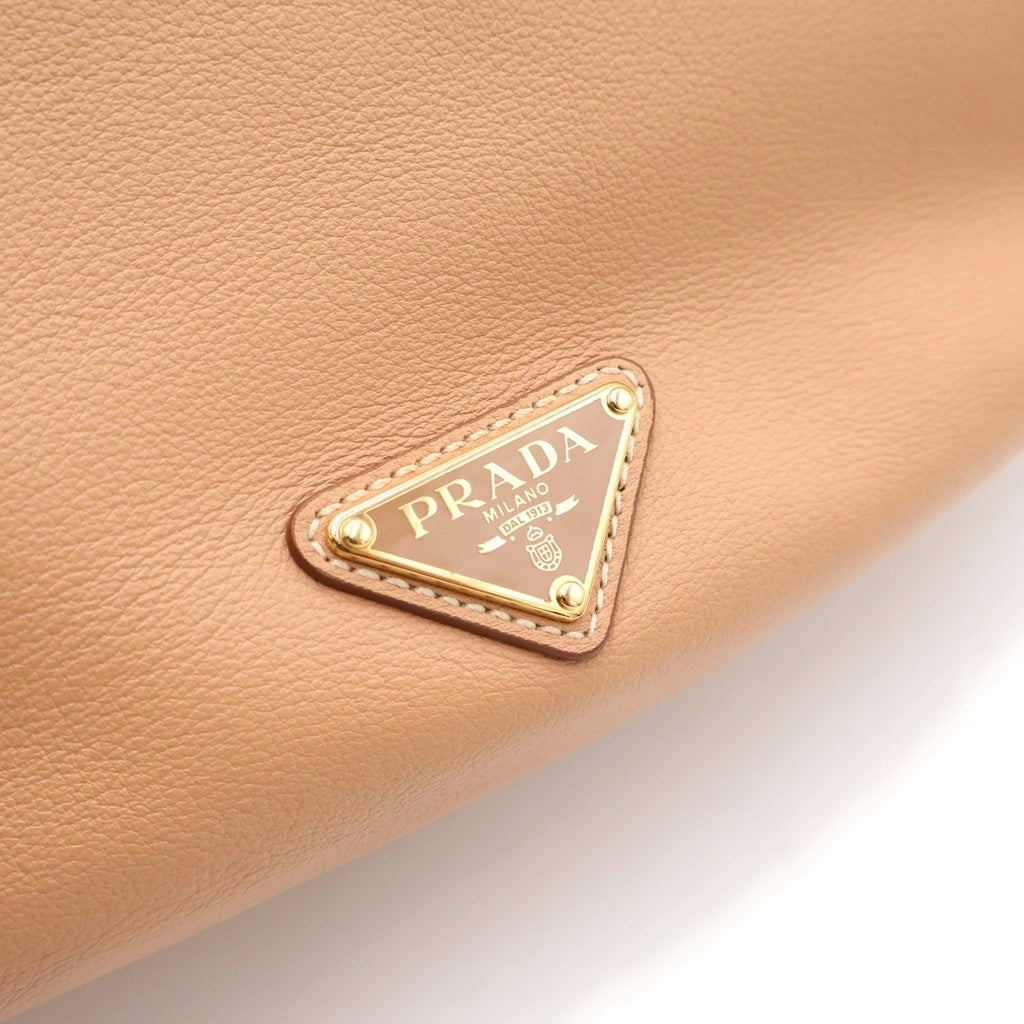 PRADA(プラダ) デミルーン ラージ クロスボディバッグ ワンショルダーバッグ ハンドバッグ ベージュ レザー 1BC255 ゴールド金具 レディース