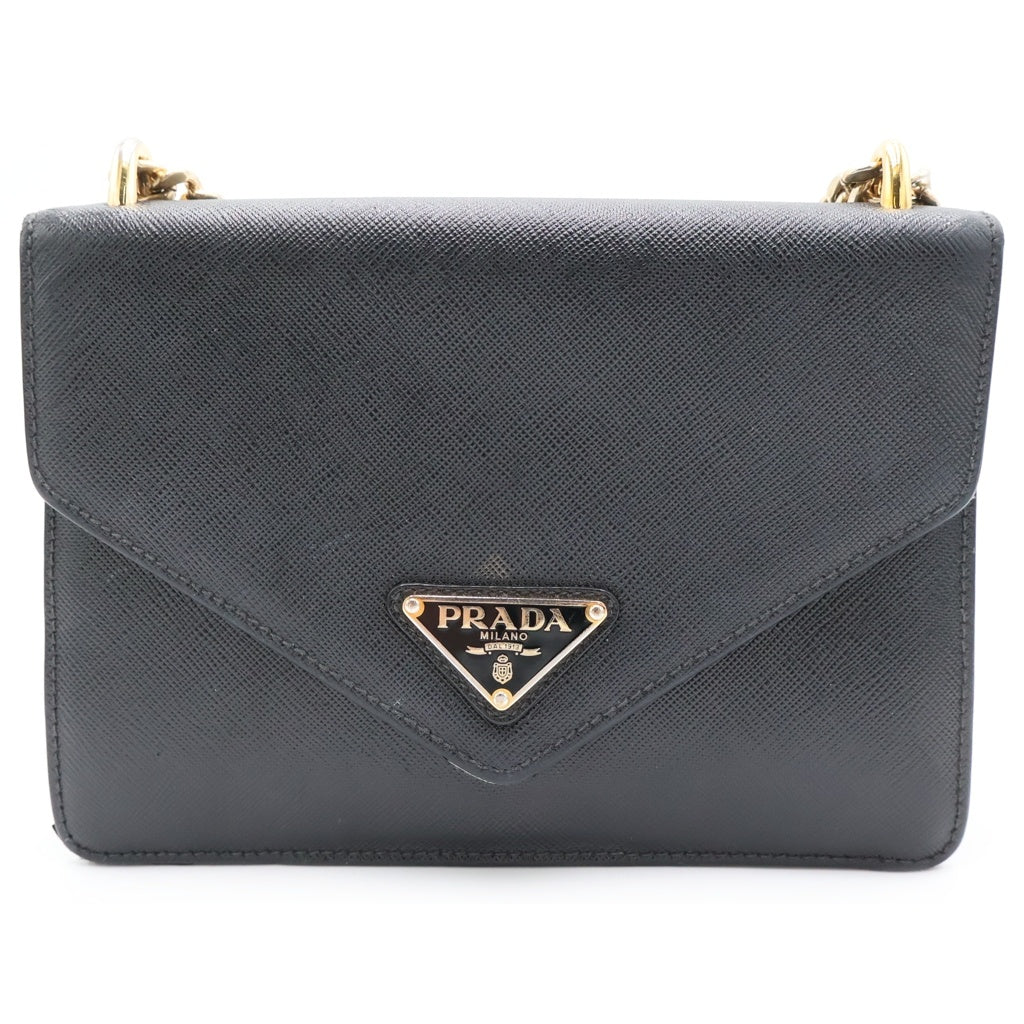 PRADA(プラダ) サフィアーノ レザー ショルダーバッグ ブラック レディース