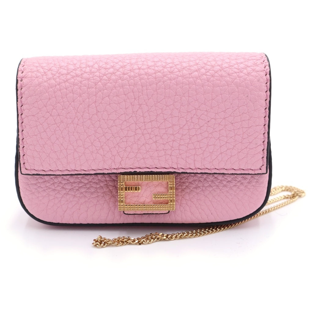 FENDI(フェンディ) ナノバケット チェーンショルダーバッグ ミニバッグ ピンク レザー 7AR844 ゴールド金具 レディース